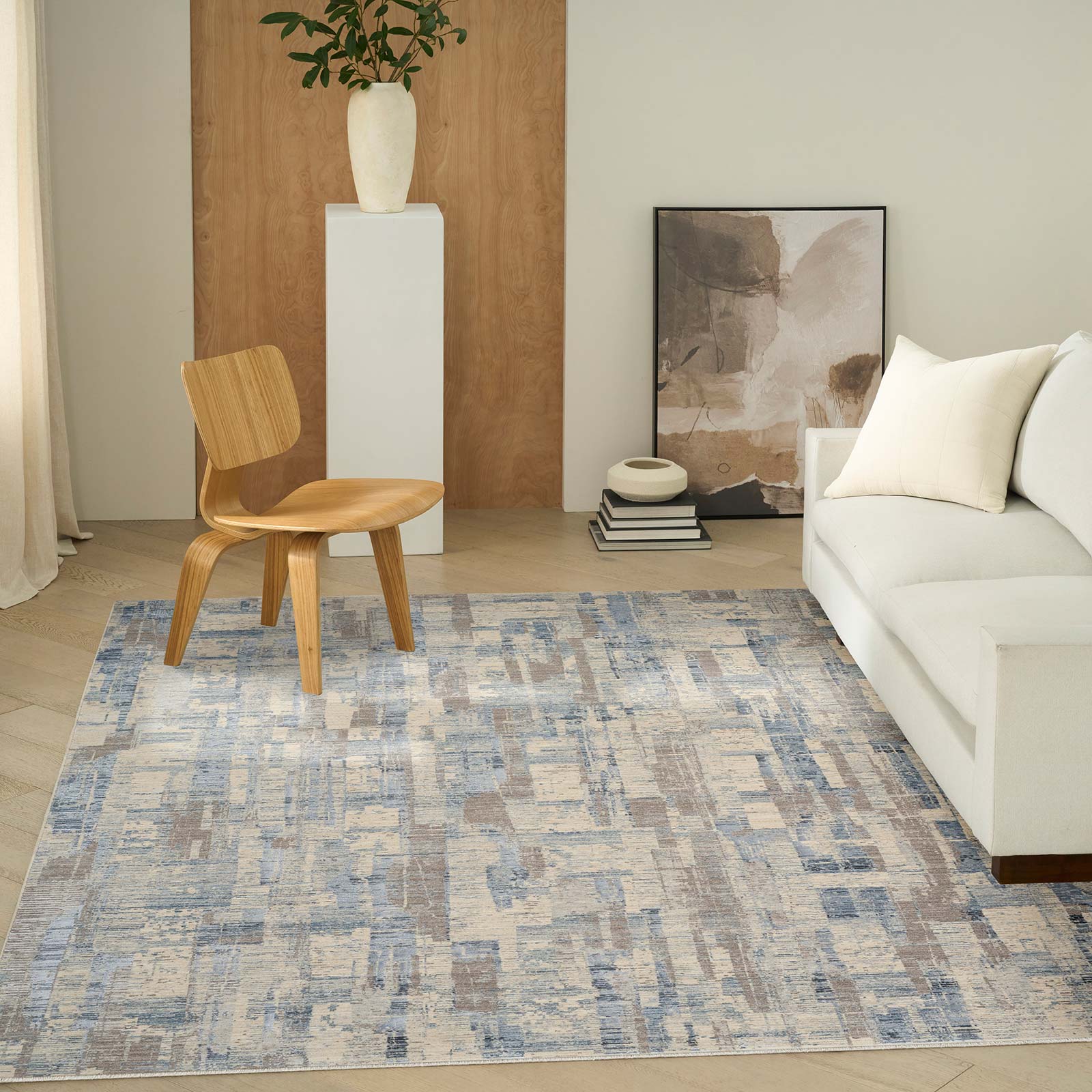 Calvin Klein rug Drift CK089 DRF04 BLBGE BLUE BEIGE 8x10 841491197745 ROOM 1